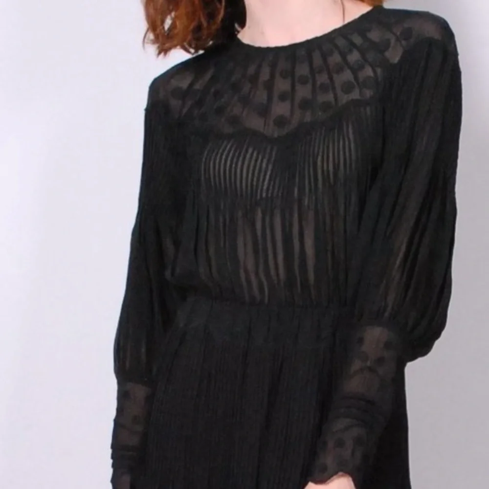 Ulla Johnson Alba Silk Polka Dot Sheer Blouse - Picture 6 of 16